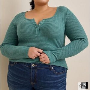 Torrid Waffle Snap Henley Long Sleeve Tee